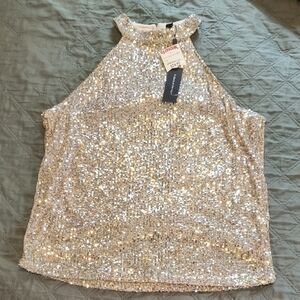 Cable & Gauge Silver Sequin Top